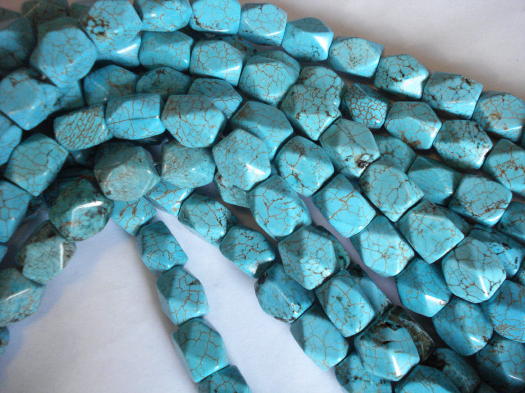 (image for) Turquoise magnesite barrel faceted beads #1198B