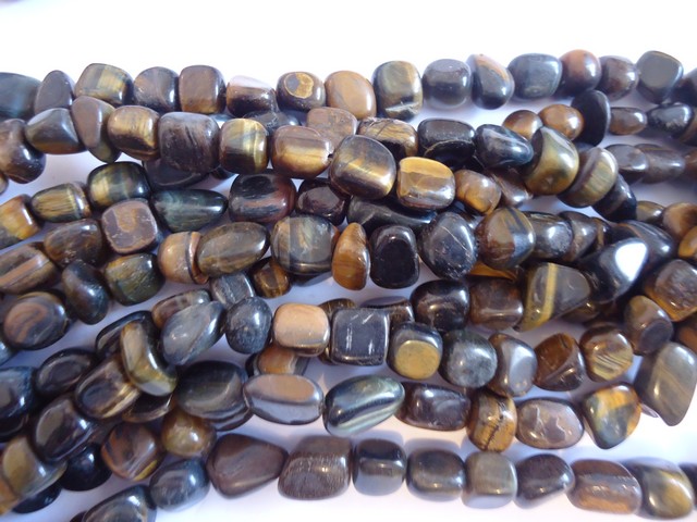 (image for) Brown Tiger Eye Tumbled Natural Stone Beads #SS1144