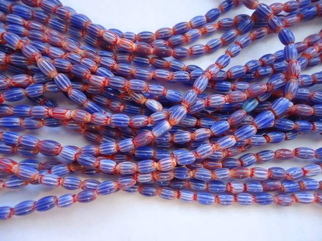 (image for) Blue and red glass tribal beads #1401