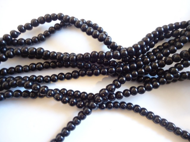 (image for) Black glass pearls ##1402