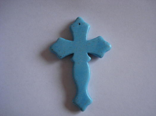 (image for) Cross pendant stone Bead - Turquoise (1pc) #SS1010