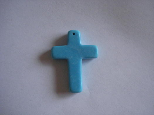 (image for) Cross pendant stone bead - Turqquoise (1pc) #SS1011