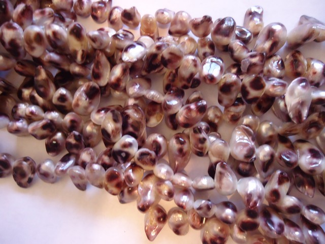 (image for) Brown and beige leopard Fresh water pearls #1411