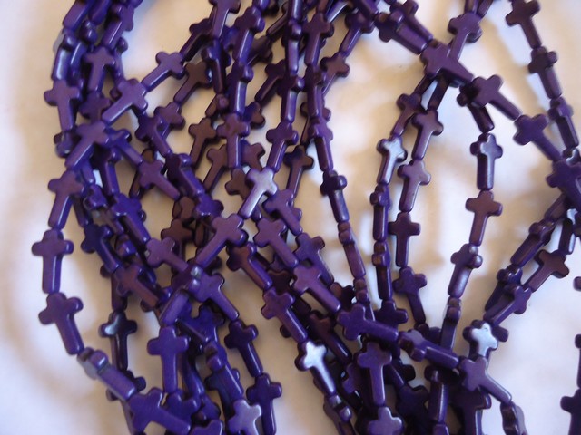 (image for) Purple cross beads 22mm #1425