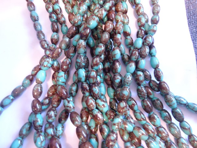 (image for) Turquoise and brown Barrel beads #1431