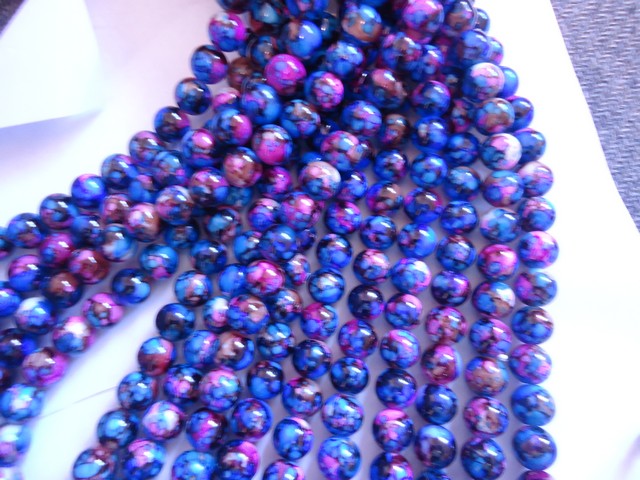 (image for) Blue, pink, brown glass rounds #1432