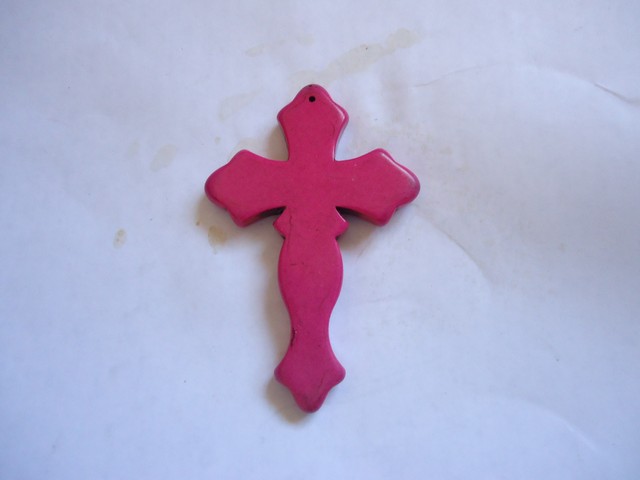 Cross pendant stone bead - Rosey pink (1pc) #T-cross-P - Click Image to Close