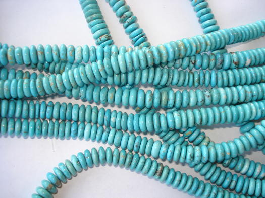 Turquoise magnesite rondell beads #SS1029