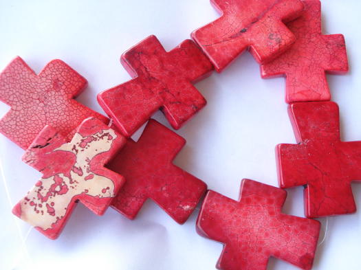 Red cross bead #SS1034