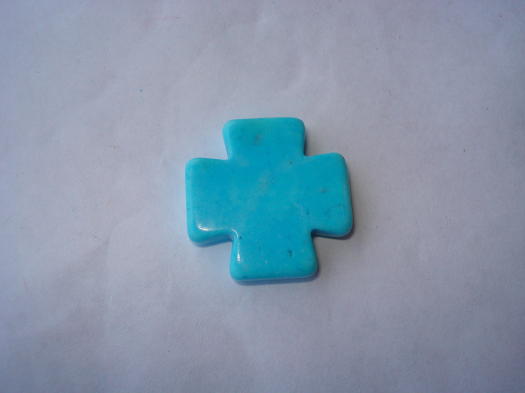 (image for) Cross pendant stone bead - Turquoise (5pc) #SS1056