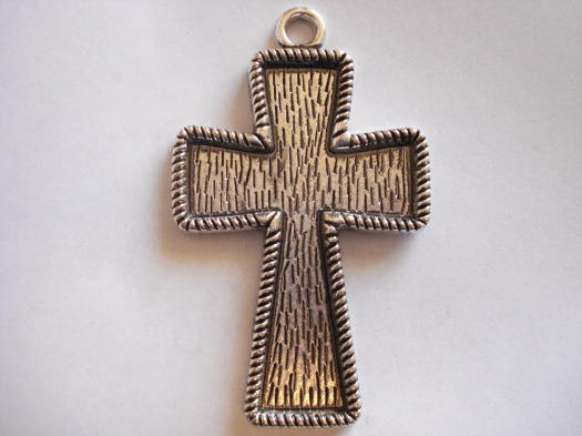 (image for) Blank pendant - Cross antique silver 3.5 #BLP2