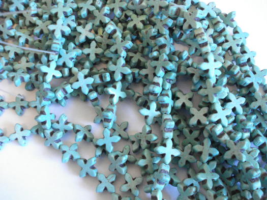 (image for) Turquoise rosette cross beads #SS1077