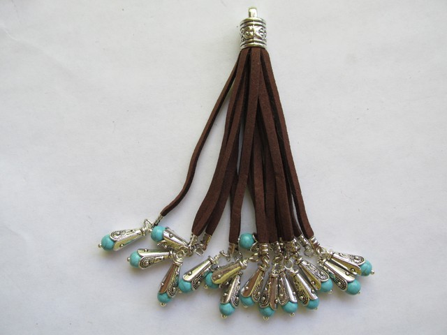 (image for) Felt soft Brown Tassel with charms #BS-emG