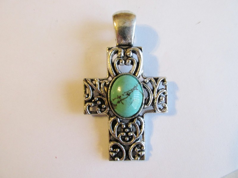(image for) Cross clip on antique silver pendant #HU13-63