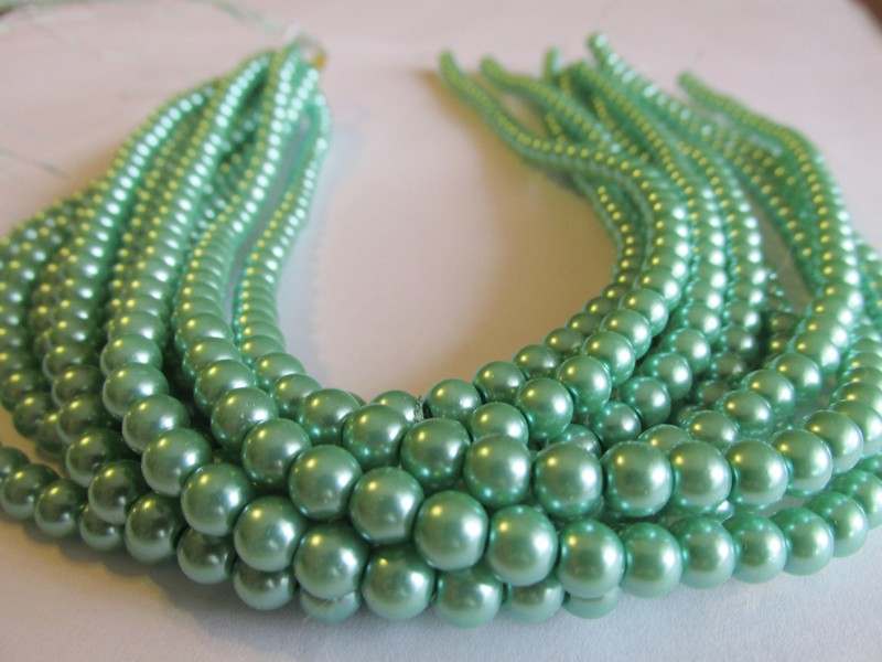 (image for) Mint green 6mm glass pearl rounds #1593