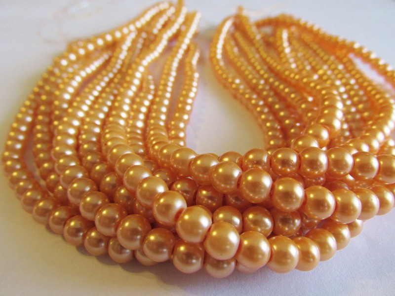 (image for) Peach 6mm glass pearls #1595