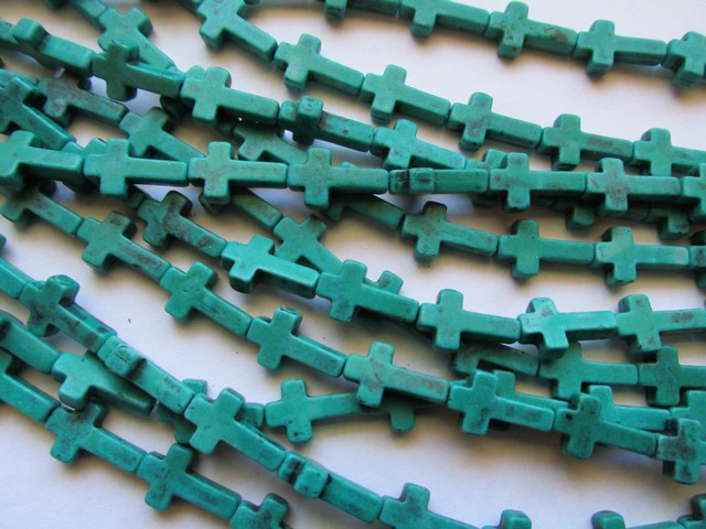 (image for) Teal green Cross beads #1690