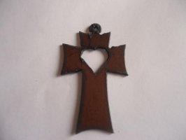 (image for) Cross with heart metal cutout pendant #CC012L