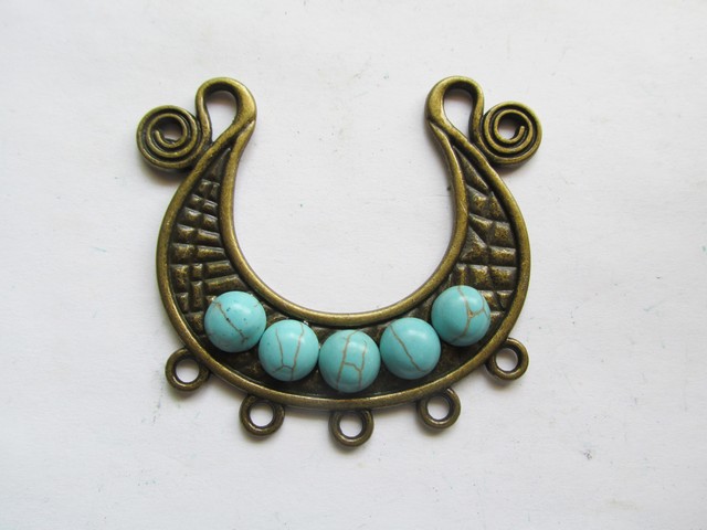(image for) Antique bronze pendant with stones #PP54
