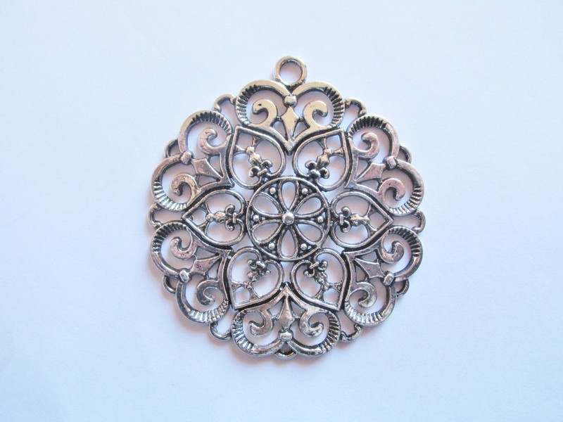 (image for) Antique Silver Scrolled Pendant #PP84