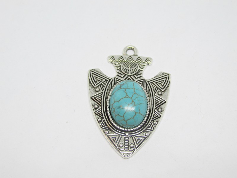 (image for) Arrowhead antique silver pendant with stone #Rm227
