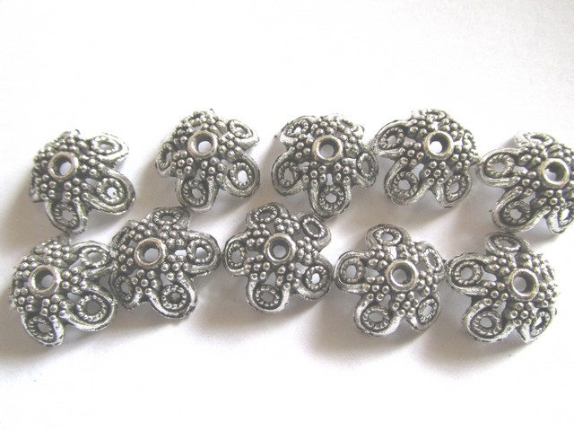(image for) Bead caps - Antique silver (bag of 10) #BCAP18