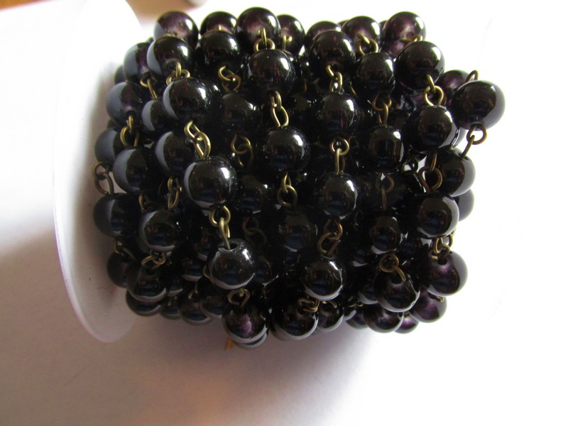 (image for) Bead Chain - Black (ROLL) bronze wire 8mm - Click Image to Close
