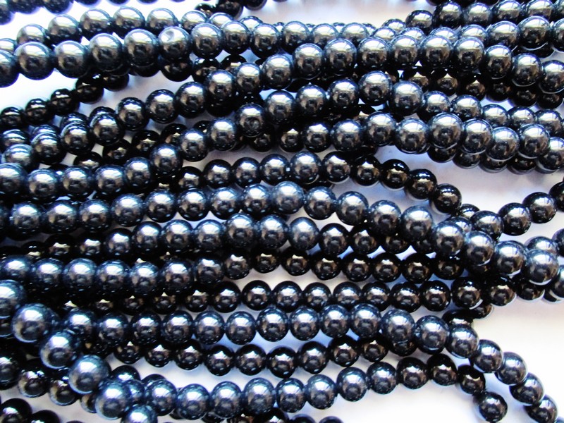 (image for) Black Onyx round beads 8mm #1776-B
