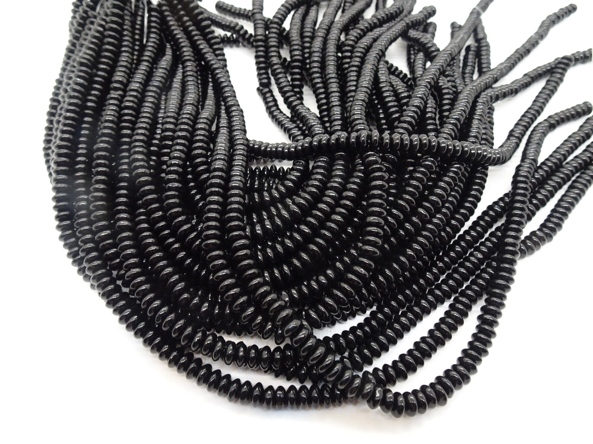 (image for) Black Onyx rondelle beads 3x6mm #1292