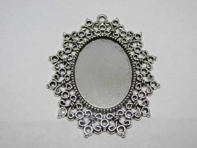 (image for) Blank antique silver scrolled pendant #BLP-01