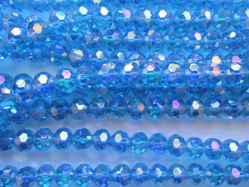(image for) Aqua AB round faceted crystals 10mm #1779