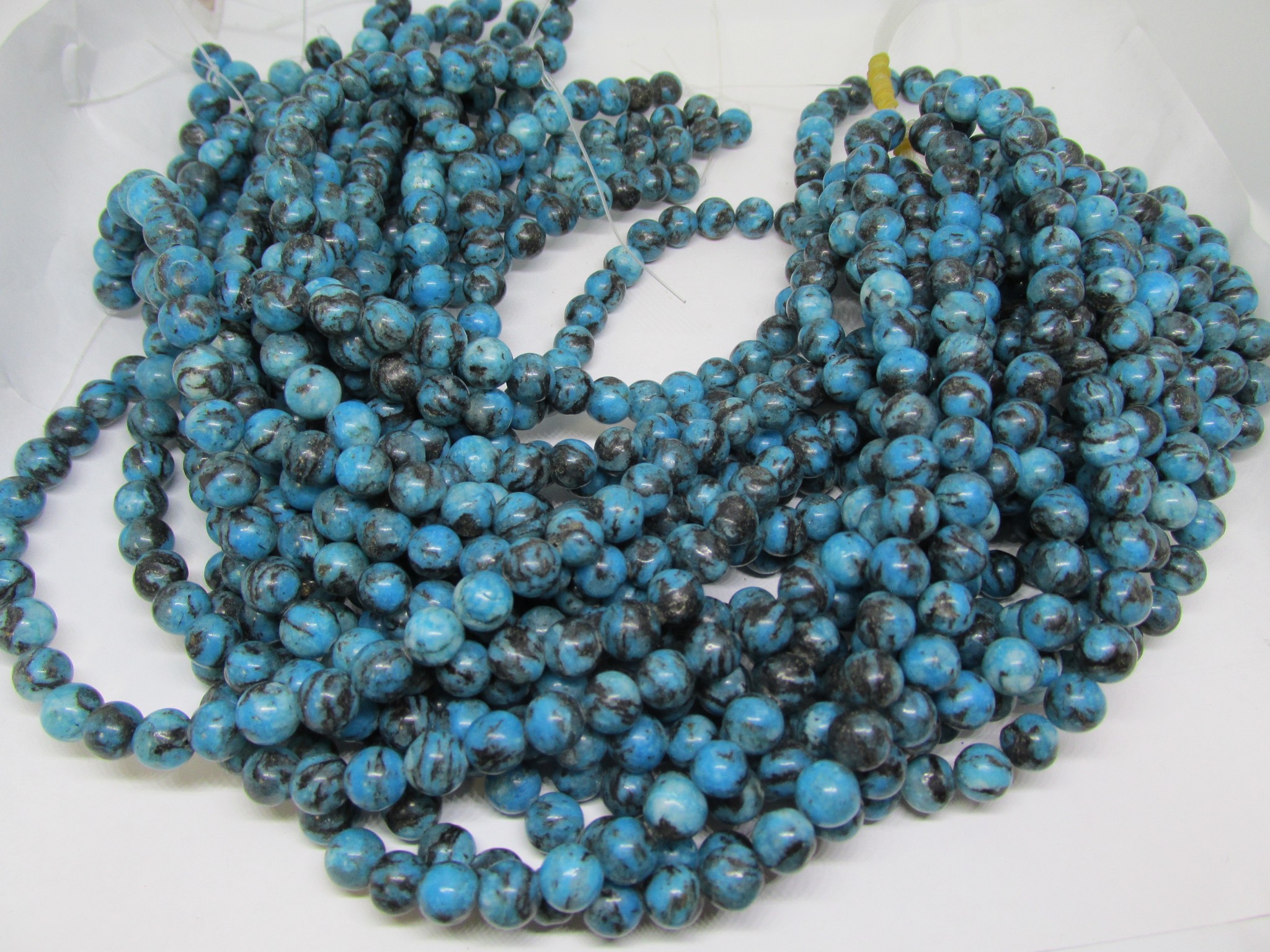 (image for) Turquoise and black 8mm round beads #1917