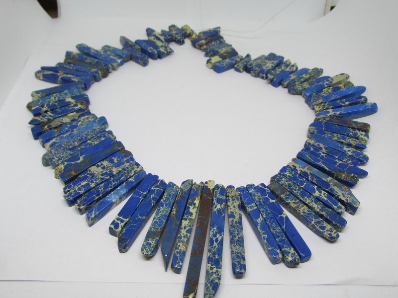 (image for) Blue Imperial Jasper Stick graduated beads #1514