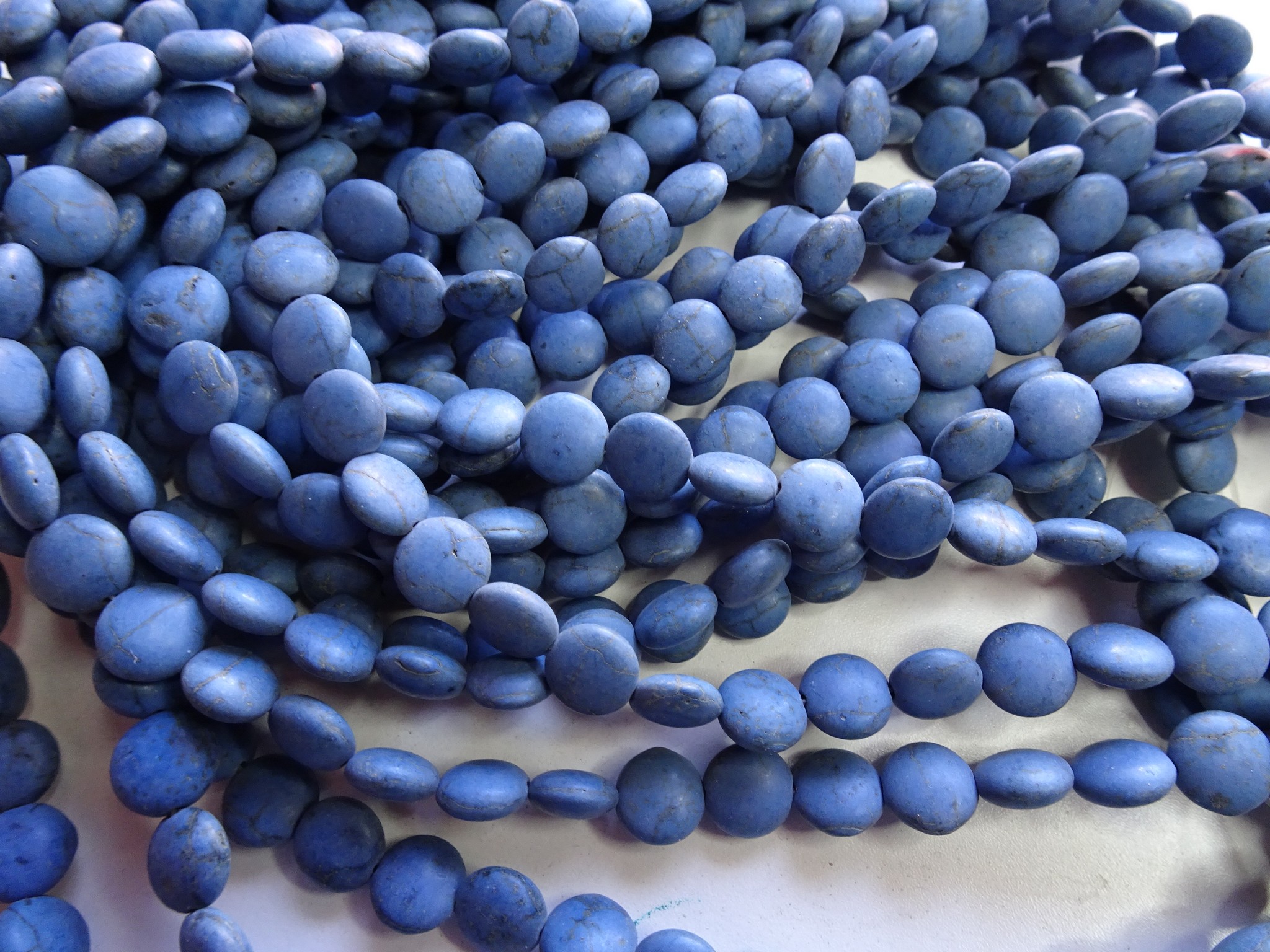 (image for) Blue magnesite round flat beads 10mm #1984