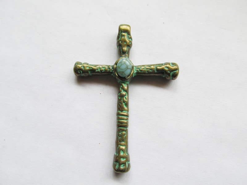 (image for) Cross antique bronze with stone #MP79B