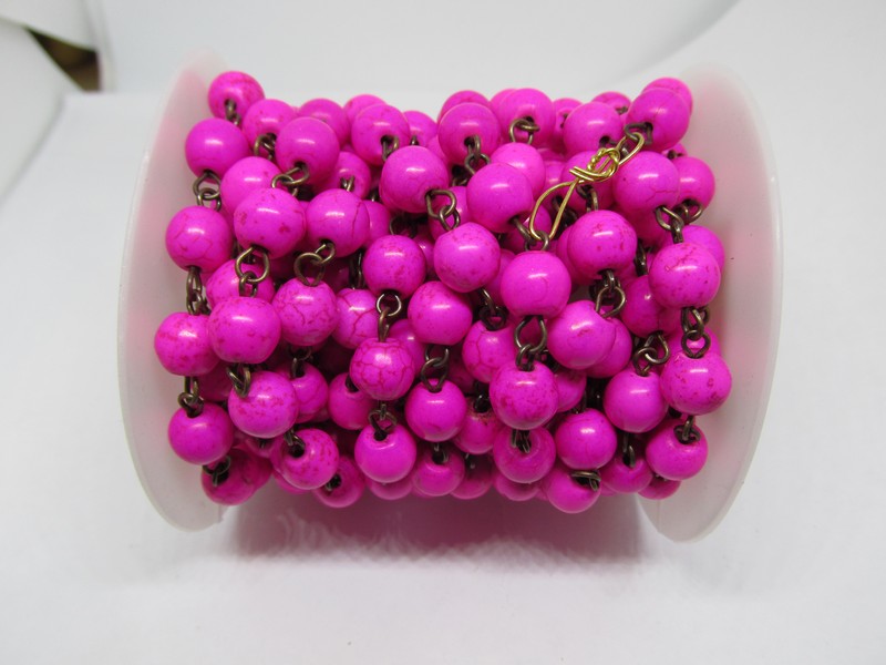 (image for) Bead chain - Hot Pink - copper (Roll) - 8mm