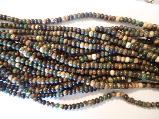 (image for) Brown/green/tan rondelle beads #h1300