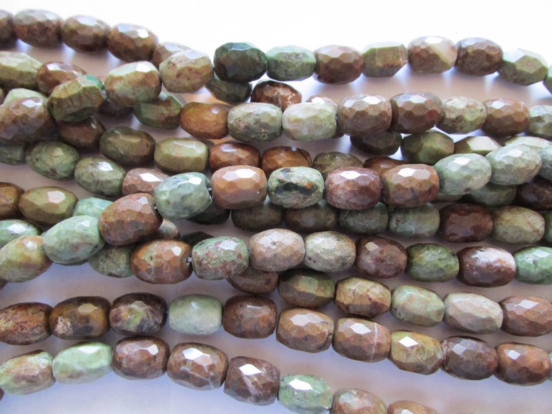 (image for) Green brown agate barrel beads #1652