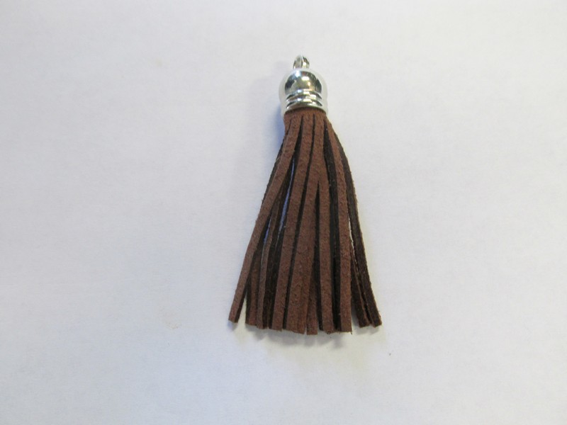 (image for) Leather jewelry Tassel Brown and silver #BRWNtass