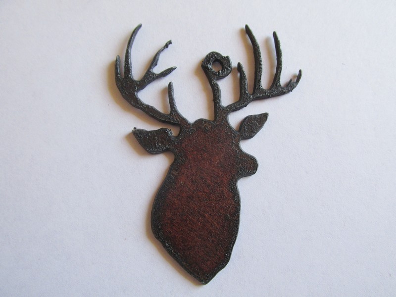 (image for) Buck deer with antlers rustic pendant #GO016