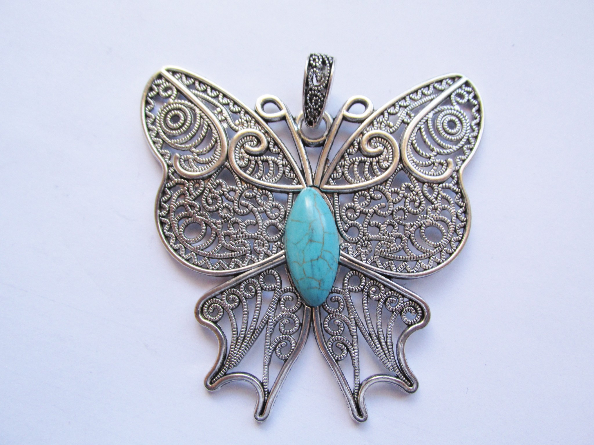 (image for) Butterfly with stone scrolled pendant #MP115