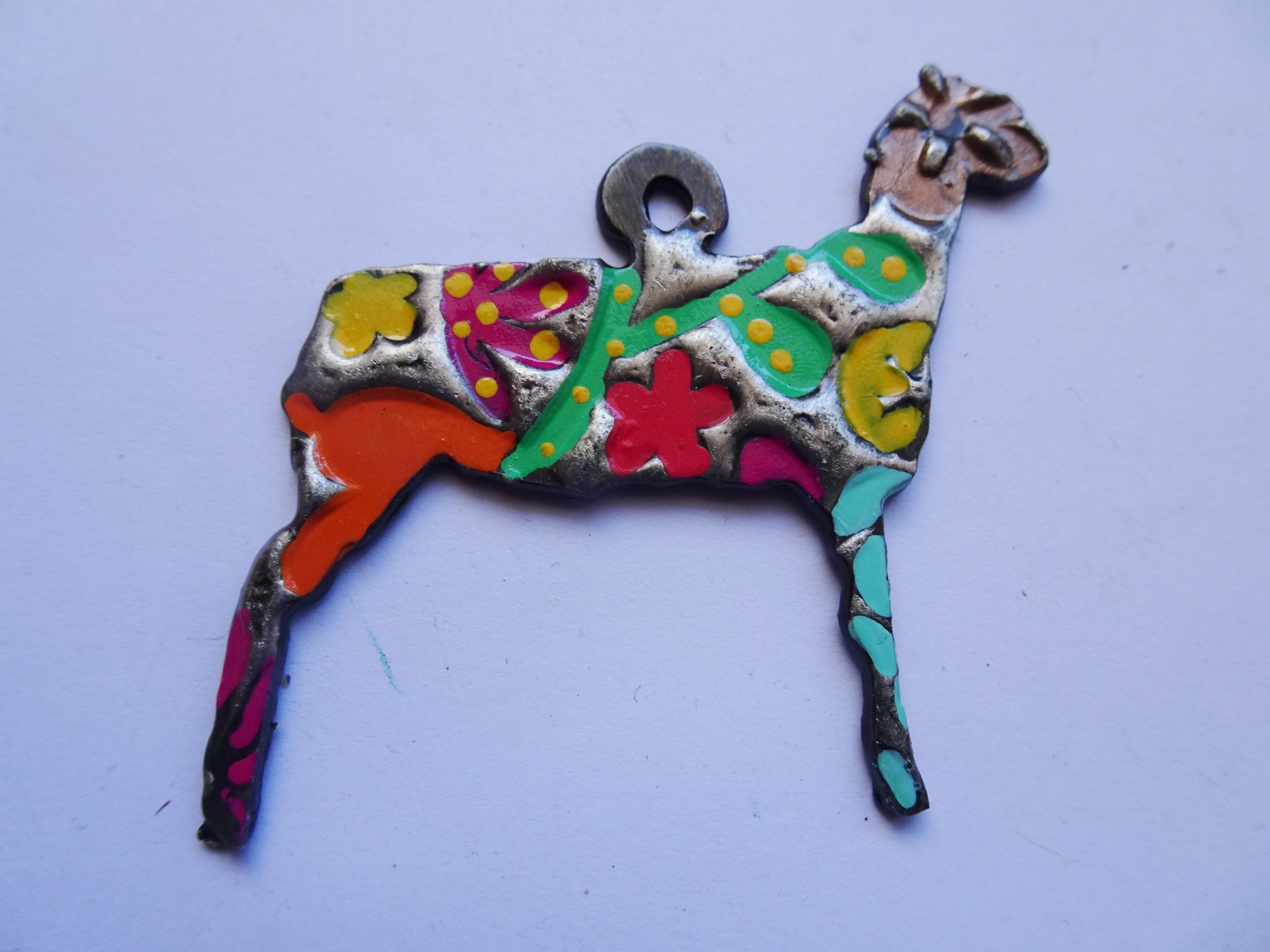 (image for) Show Lamb sheep metal painted pendant #C-19a
