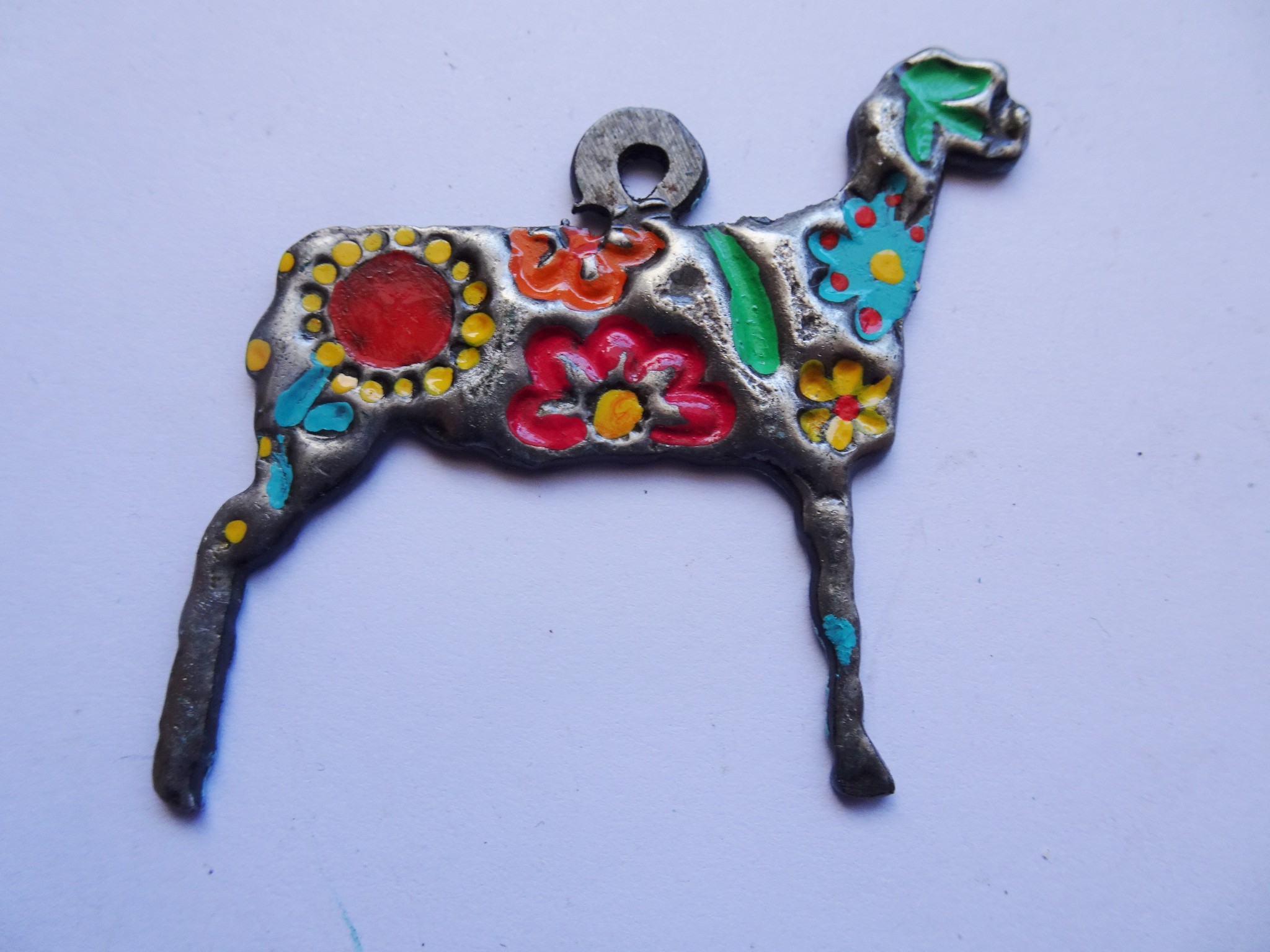 (image for) Show Lamb sheep metal painted pendant #C-21a