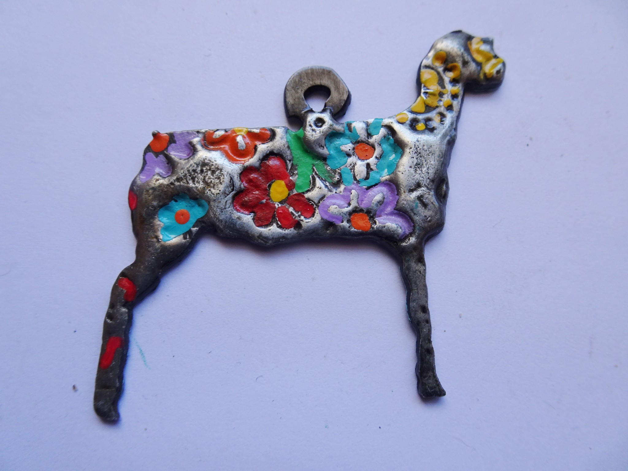 (image for) Show Lamb sheep metal painted pendant #C-22a