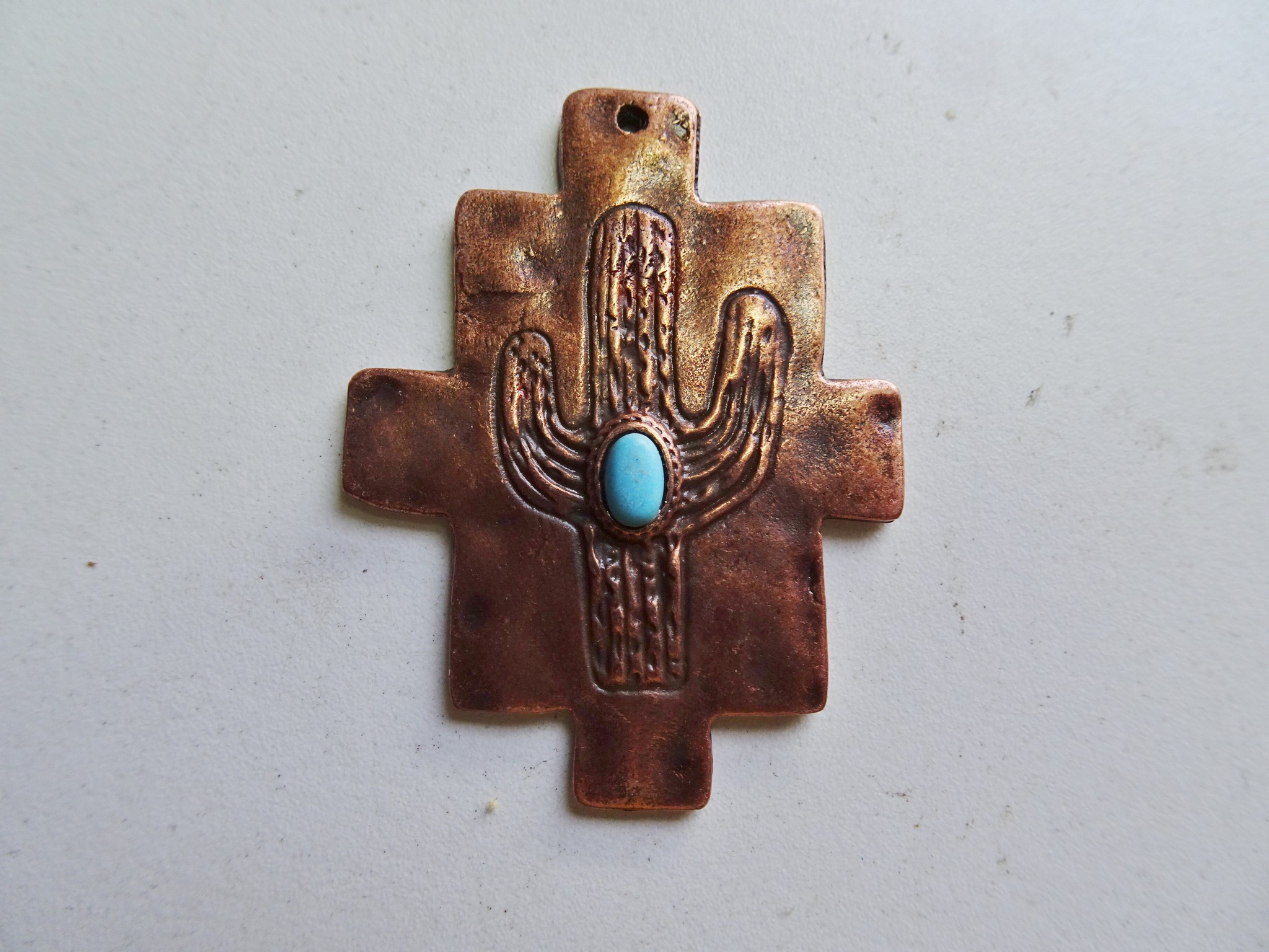 (image for) Cactus southwest copper pewter pendant#MP-123B