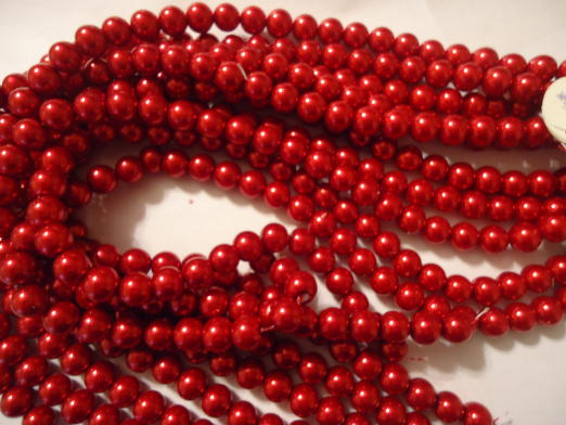 (image for) Red glass pearls #hu1314