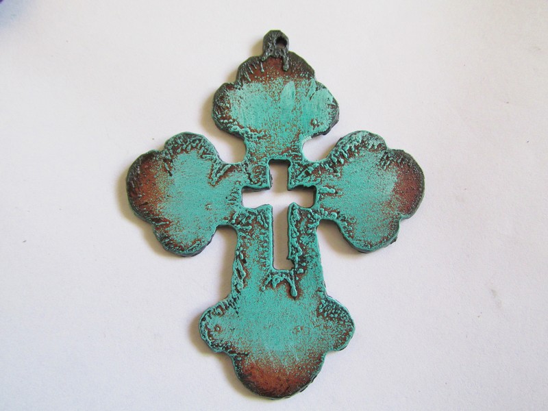 (image for) Chubby cross with cross out #CC007-3 patina