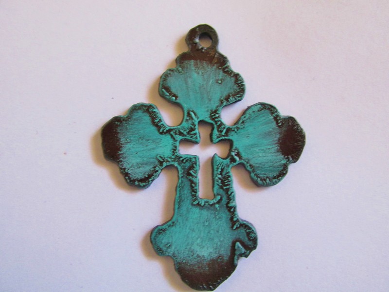 (image for) Chubby cross with cross out #CC007-patina 2 1/4"