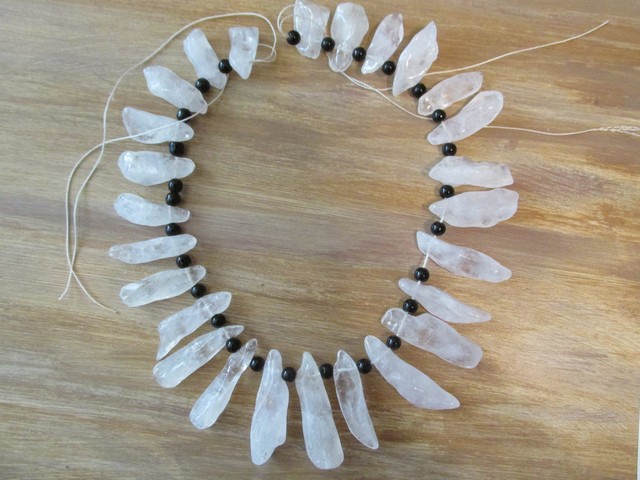 (image for) Clear quartz spike beads #1561-TU