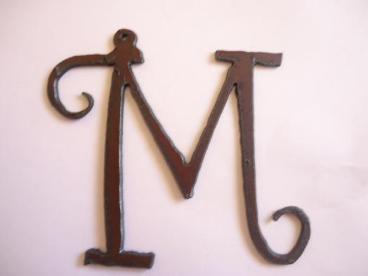 (image for) Initial Letter Curley Metal "M" 3" - Pendant #CMM-3